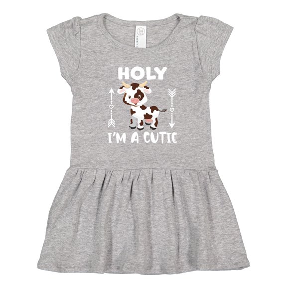 Inktastic I'm a Cutie White and Brown Holstein Cow with Arrows Girls Toddler Dress