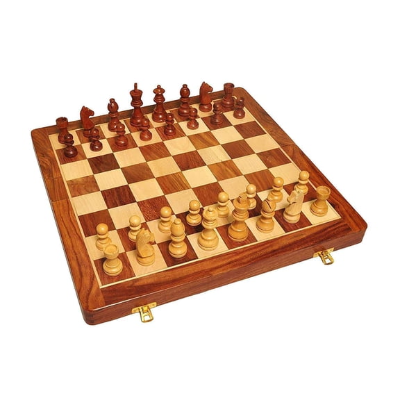 Rosewood Wooden Chess Set Folding Board, Wooden Chess Board Set Handmade Portable Travel Chess Board Game Sets