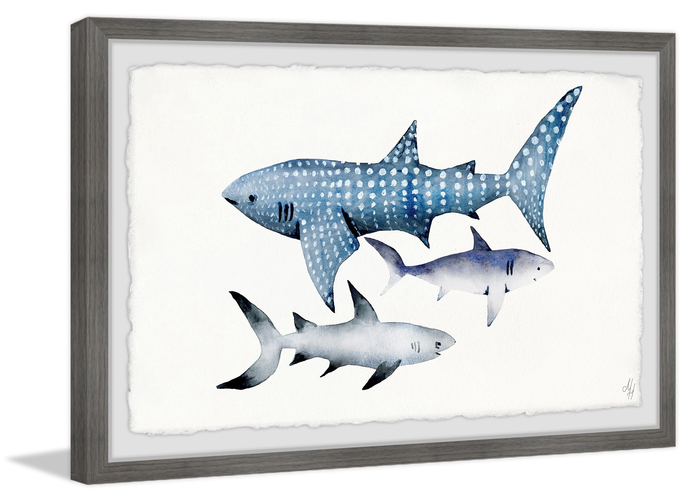 Marmont Hill Dotted Shark Framed Wall Art