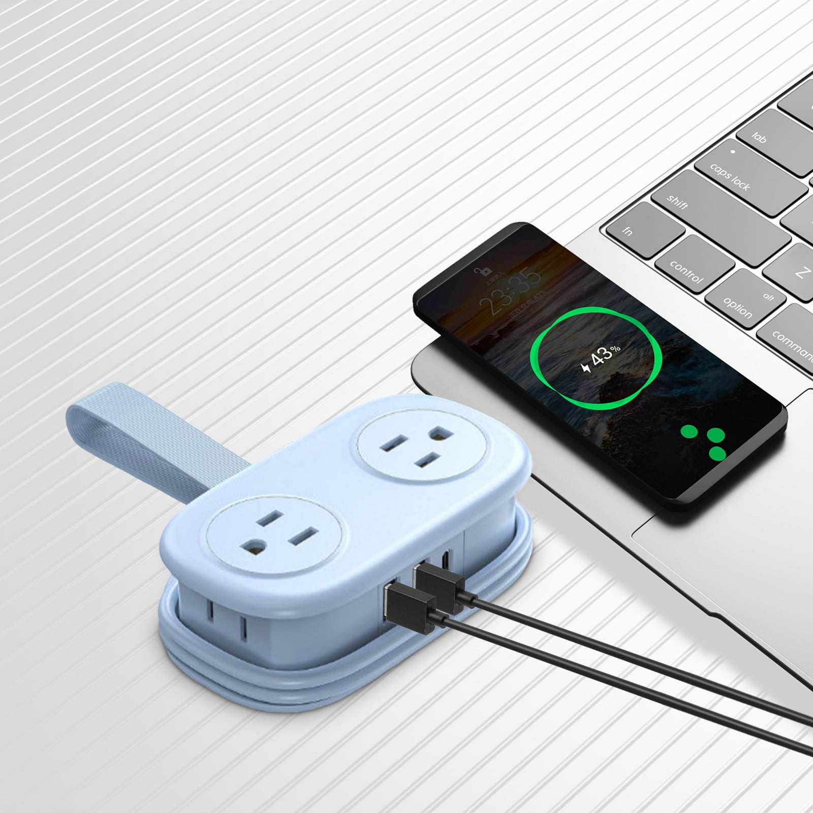 Travel Power Strip, Travel Extension Cord, Mini Extension Cord with 4 Outlets 3 USB Ports (1 USB C) with 4FT Wrapped Short Extension Cord Small Power Strip, Suitable for Home Hotel Travel