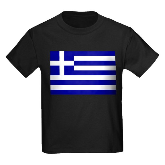 CafePress - Greece Flag Kids Dark T Shirt - Dark T-Shirt Kids XS-XL