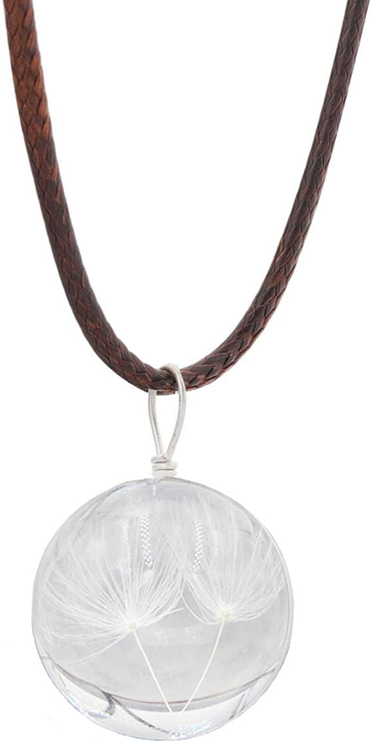 dandelion crystal ball necklace