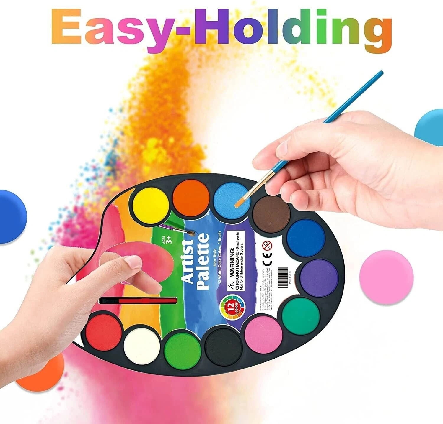 Paint Kit for Kids 36 Colors with Brush, Water Paint Set, 3 Individual Palette