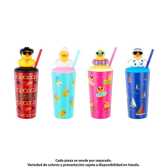 Botella Cool Gear de Plástico con Tapa, Popote y Patitto Vereaniego para Bebidas Frías de 532 ml.
