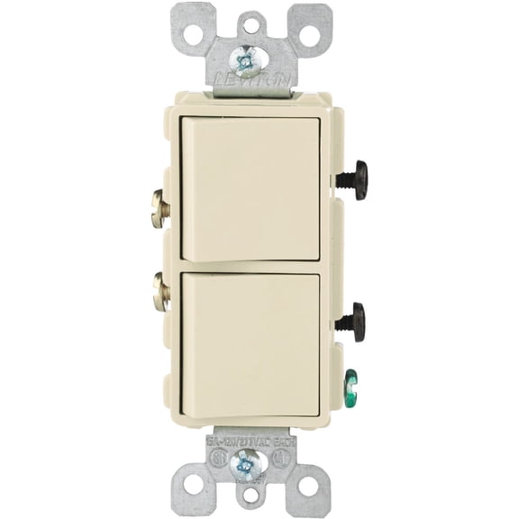 Leviton 5634-I 15 Amp, 120/277 Volt, Decora Brand Style Single-Pole, AC Combination Switch, Commercial Grade, Grounding, Ivory