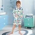 thumbnail image 5 of FORMRS Niños Bathrobe Unisex Hooded Robe Soft Plush Pajamas Sleepwear, Size 2-3T, Colorful Sailboats, 5 of 7