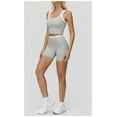 thumbnail image 3 of PISONIC Women Two Piece Workout Sets Color Block Backless Tank Top and High Waist Booty Lifting Shorts Gym Yoga Active Outfits, 3 of 7