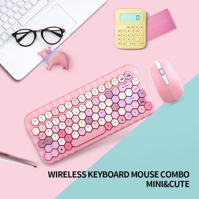 Mofii Honey Keyboard Mouse Combo Wireless 2.4G Mixed Color 83 Key Mini Keyboard Mouse Set con Honeycomb Key Caps para niña azul Mofii estándar