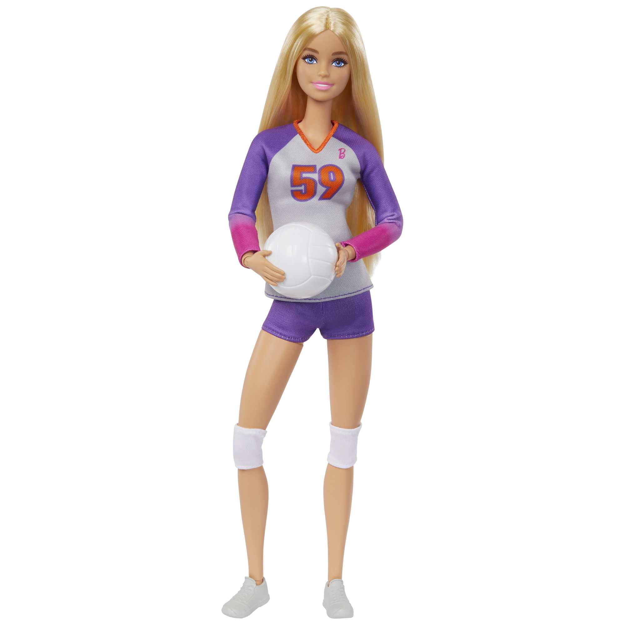 Barbie Doll & Accessories, Made to Move Career Volleyball Player Doll with Uniform and Ball, 11 in