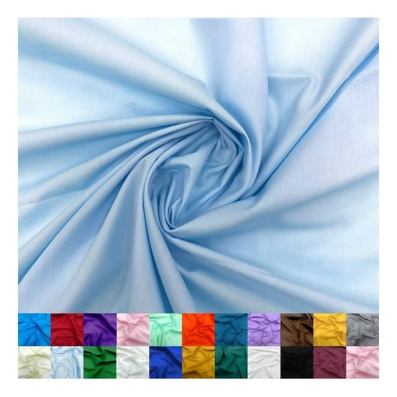 Cotton Polyester Broadcloth Fabric by The Yard - 60" Wide Soft & Breathable Broadcloth Fabric for Sewing - Perfect for Apparel, Bedding, Curtains and More - Light Blue - 3 Yards