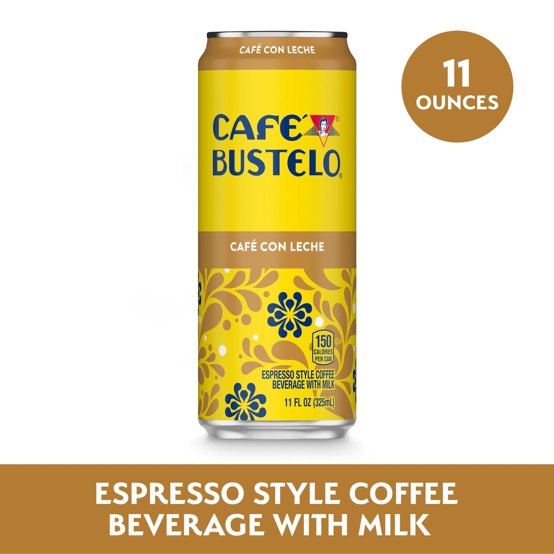 (12 pack) Cafe Bustelo Cafe con Leche Ready to Drink Espresso Style Iced Coffee Beverage, 11 Fl. oz Can