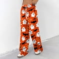 thumbnail image 3 of Fabrcox Halloween Womens Pajama Bottoms Funny Pumpkin Ghost Witch Sleep Pants for Women Comfy Spooky Fall Winter Wide Leg Womans Lounge Pants, 3 of 5