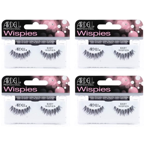 Pestañas postizas Ardell Baby Wispies, color negro, aspecto natural, paquete de 4