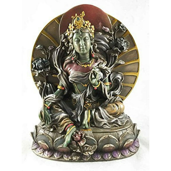 Large Arya Green Tara Buddha Figurine Syamatara Bodhisattva Jetsun Dolma Statue Decor