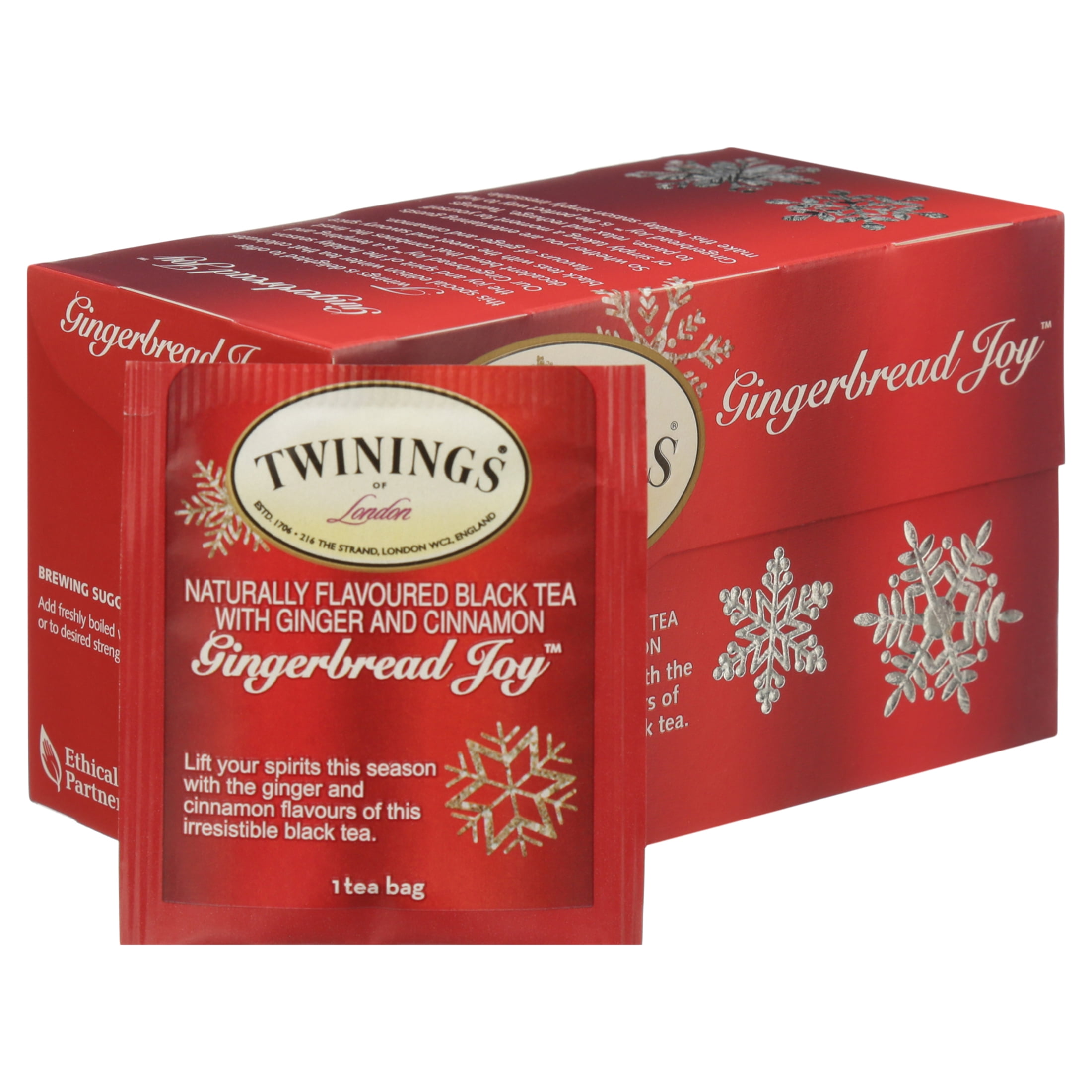 Twinings Gingerbread Joy Ginger and Cinnamon Black Tea Bags, (6) 20 Count Boxes (120 Ct.)