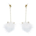 thumbnail image 1 of 1 par de pendientes largos con pompones y orejas de gato para mujer y niña., 1 of 5