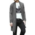 thumbnail image 1 of Men's High-Low Hem Shawl Collar Open Front Pockets Casual Long Cardigan, 1 of 7