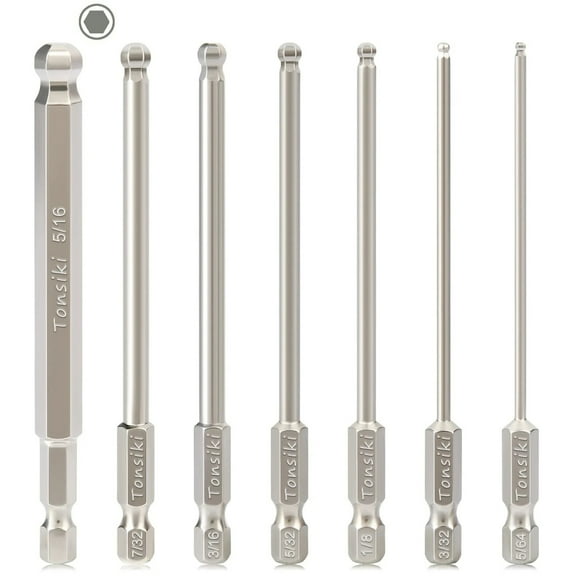 Tonsiki Ball End Hex Allen Wrench Drill Bit Set,7PCS Metric Ball End Hex Bit Set Allen Key Bit Set