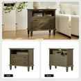 thumbnail image 3 of 27" Tall 2-drawer Wooden End table with Charging Station Living room, 3 of 5