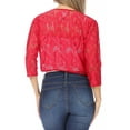 thumbnail image 5 of Moa Collection Women's Lace Crochet Bolero Open Cardigan with Sheer 3/4 Sleeves, 5 of 6