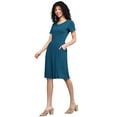 thumbnail image 5 of Made by Johnny Women's Comfy Casual Short Sleeve Flowy Dresses Loose Plain Dress with Pockets XXXL TEAL, 5 of 6