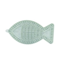 Fish-Shaped Cat Slow Feeder Lick Mat - Non- Pet Anxiety Relief Mat for Cats & Dogs, Fun Puzzle Feeder for Treats, Yogurt & Peanut Butter, Bathing & Grooming Aid with Suction Cups