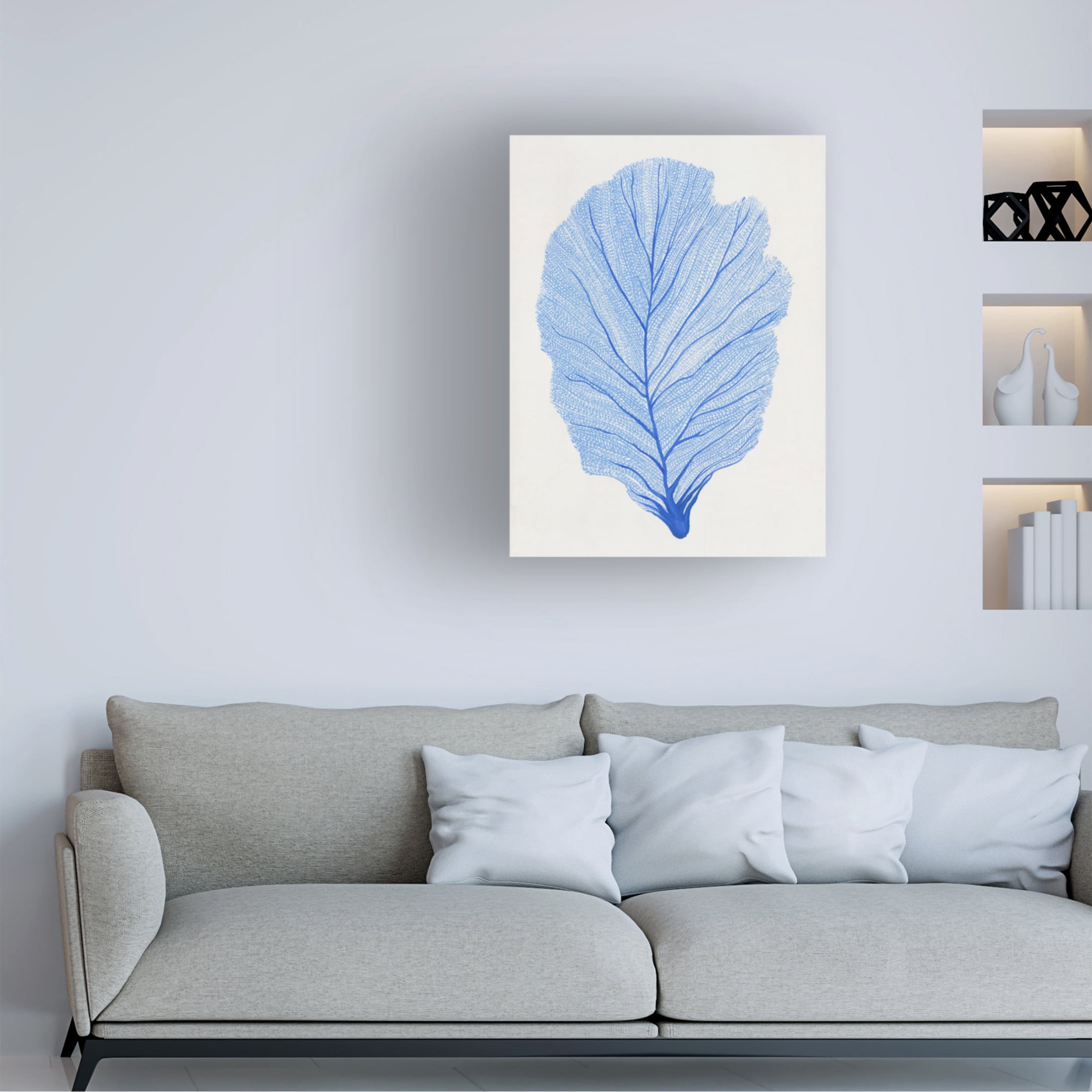 Canvas Wall Art - Tim OToole 'Indigo Sea Fan II' Wall Art for Living Room, Bedroom, or Office Décor by Trademark Fine Art - 18 x 24 Inches