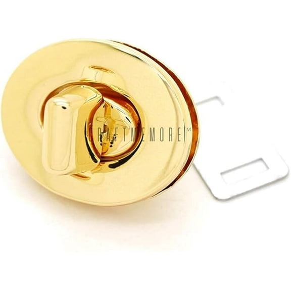 2pcs Oval Twist Turn Locks Purse Closure Leathercraft Accessory Turn Lock Clasp (Medium 28x22 mm, Gold)