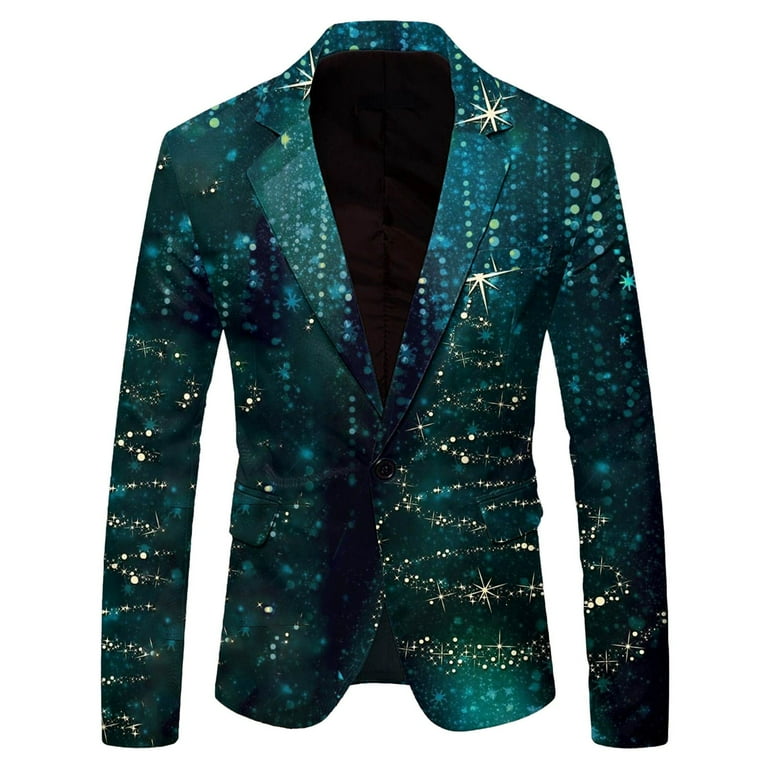 Lroveb Christmas Blazers for Men Big Tall Men'S Single One Button