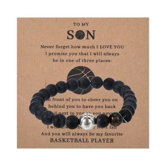 Uxcell Basketball Bracelets, Beaded Basketball Gift Adjustable Wristbands for Son Black