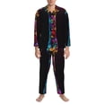 thumbnail image 3 of Balery Neon Psychedelic Giraffe Pijama para Hombre de Dos Piezas con Manga Larga, Conjunto de Dormir y Descanso Suave con Bolsillos-X-Large, 3 of 7