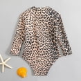 thumbnail image 4 of HAJWOH Girls One Piece Swimsuit for Kids Summer Leopard Print Rash Guard Bathing Suit Toddler Girl Long Sleeve Half Zip Up Swimwear, 4 of 6