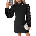 thumbnail image 3 of Gvmfive Women's Elegant Sheer Long Sleeve Cocktail Party Ball Gown Mini Dress, 3 of 4