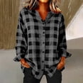 thumbnail image 5 of Aoiroe Womens Plaid Shirts Classic Long Sleeve Button Down Collared Casual Tops Lightweight Spring Blouses Dark Gray 5XL, 5 of 8