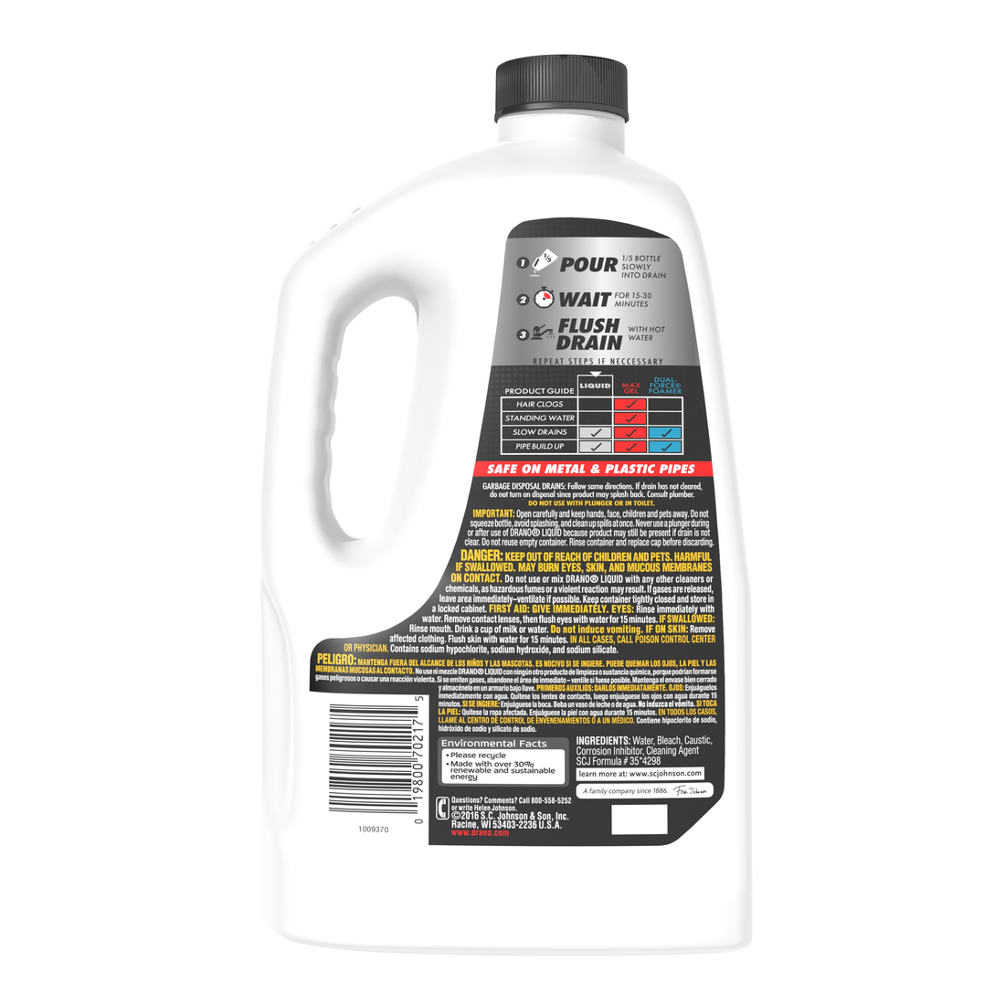 Drano Liquid Drain Cleaner, 80 oz