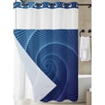 thumbnail image 3 of No Hook Shower Curtain with Snap-in Liner, Blue Helix Stripes Waterproof Fabric Bathroom Curtains, Modern Minimalism Abstract Line Art Bath Curtains & Mesh Top Window 72"x84" Long, 3 of 9