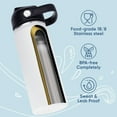 thumbnail image 3 of Daluvenix Stainless Steel Water Bottle with Straw Lid, 24oz Vacuum Insulated Water Bottles for Sports, Travel, White (4 Pack), 3 of 7