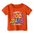 thumbnail image 4 of Girl Shirts Size 10-12 Letter Print Preppy 100 Days Of School Short Sleeves T Shirt Loose Girl's Clothing Pullover Tops Orange,4-5 Years, 4 of 4