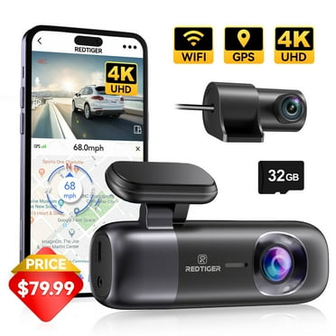 REDTIGER Dash Cam, 4K Front and 1080P Rear Car Dashcam with WiFi & GPS, App Control, Night Vision, Free 32GB Card