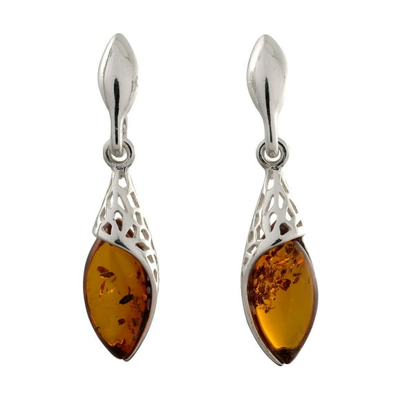 Sterling Silver and Baltic Honey Amber Earrings "Summer"