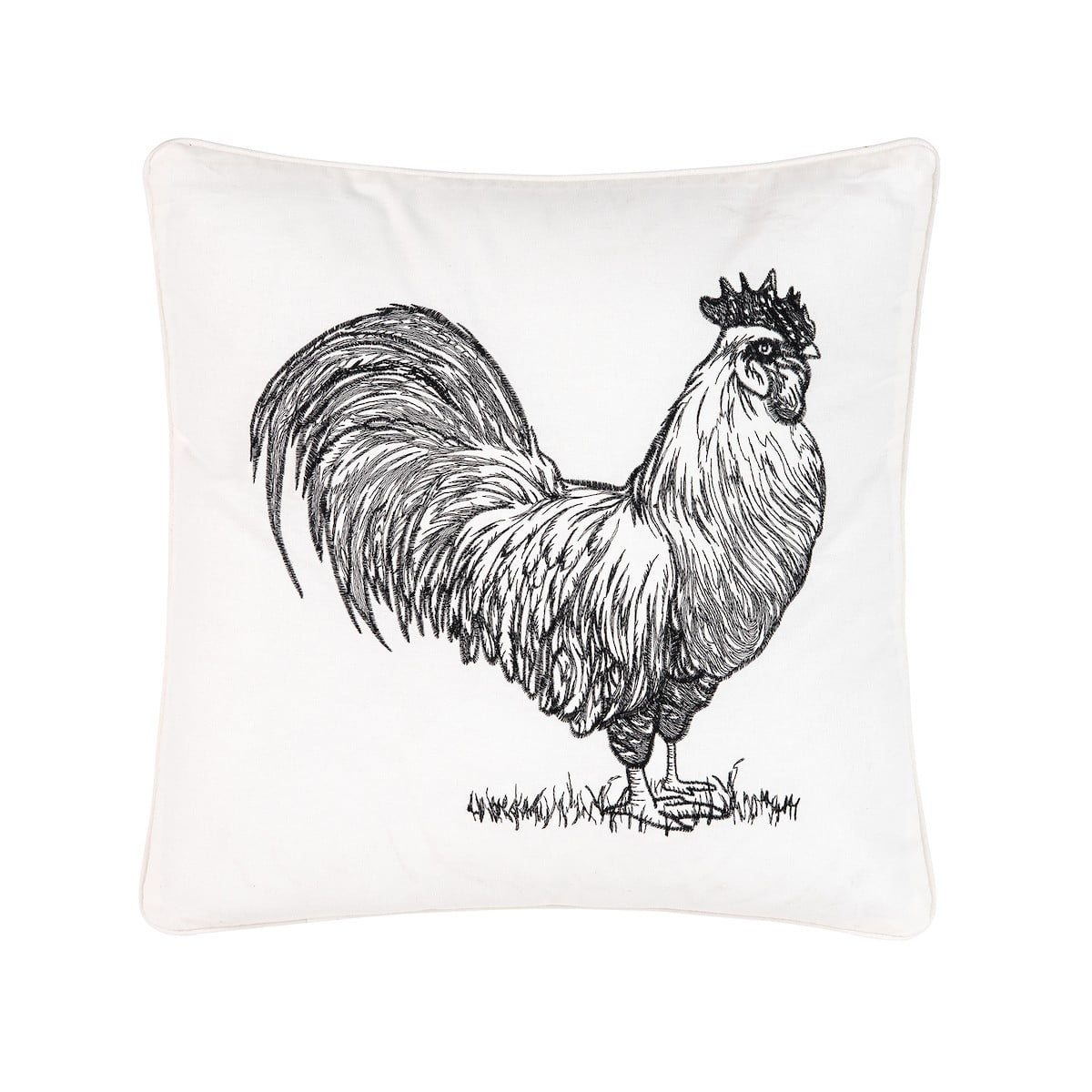 Barnyard Rooster Embroidered Pillow