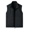 thumbnail image 3 of Bcfgryg Men's Winter Padded Gilet With Pockets Loose Solid Colour Lapel Casual Sports Style Vests Mens Casual Vest Black L, 3 of 4