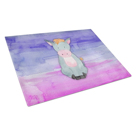 Donkey Watercolor Glass Cutting Board Large