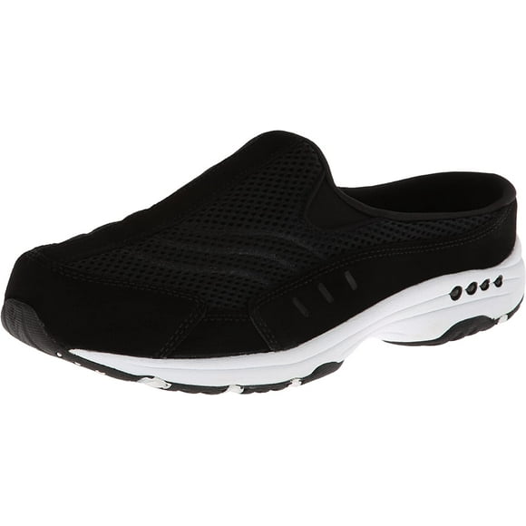 Easy Spirit Womens shoes Traveltime Clog Black Suede/White 12 W US