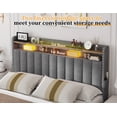 thumbnail image 2 of Full Size Bed Frame with 3 Storage Drawers Upholstered Bed Frame with 2-Tier Shelf Bed Frame with Headboard & Side Pockets,Gray, 2 of 8