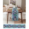 thumbnail image 3 of nqOlkjepod Spring Purple Flowers Table Runner 72 Inches Long Farmhouse Dress Scarves, Floral Mottled Teal Wall Retro Dining Tablerunner for Coffee Table/Kitchen Island/Party Décor, 18" x 72", 3 of 8