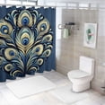 thumbnail image 7 of Awypu Peacock Feathers Navy Blue Home Bathtubs Bathroom Curtain Decoration Waterproof Shower Curtain Multiple Sizes White, 7 of 7
