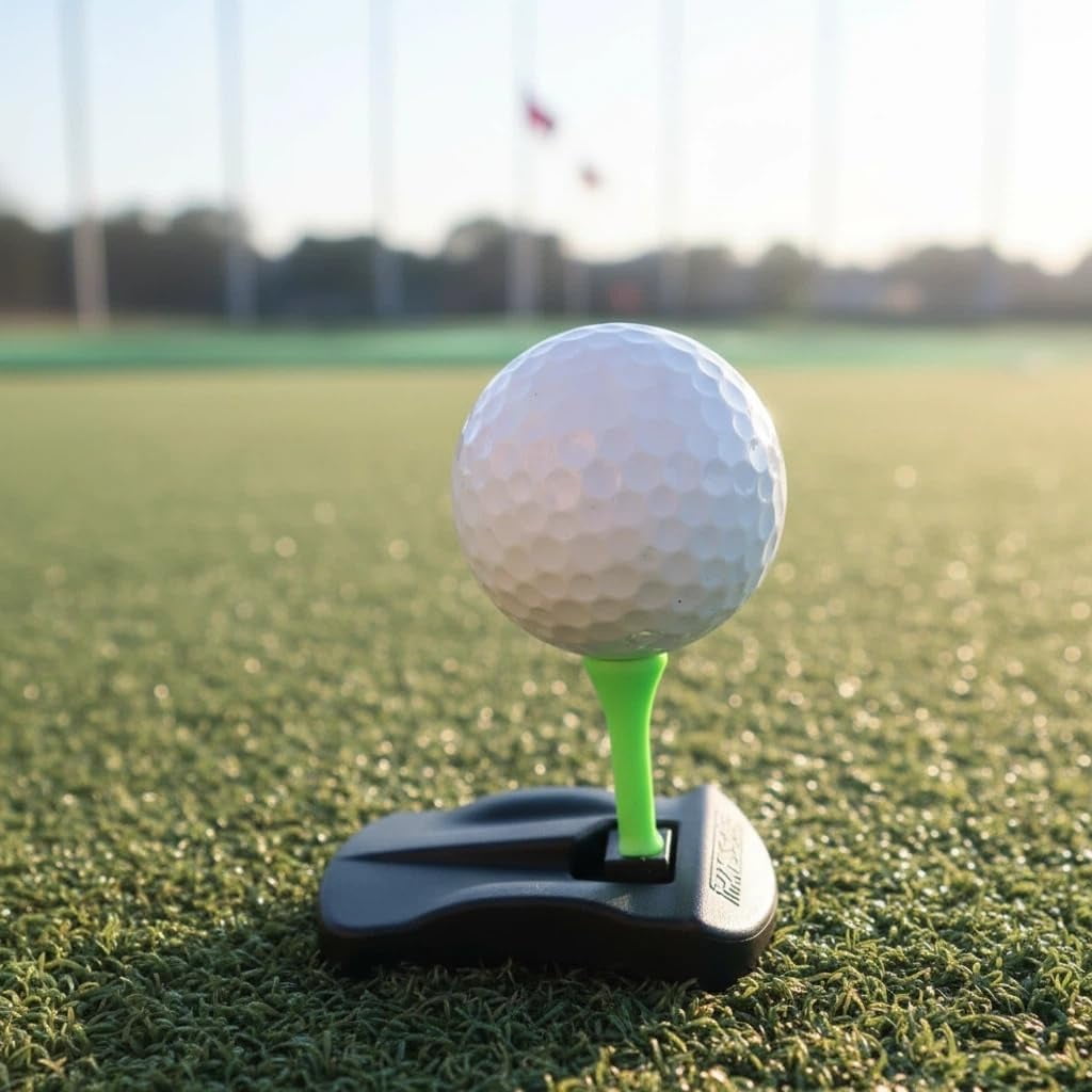 Turf Base V3 - Hinged Turf Tee for Artificial Turf - Includes Pre-Cut Tee Variety Packs & Golf Tee Holder, Unbreakable Golf Simulator Tees, for Outdoor Indoor Winter Turf and Driving Range (4pcs)