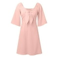 thumbnail image 4 of kamemir Womens Dresses 2024 Spring Summer Deep V Neck Elegant Bow tie Mini Dress(Red,S), 4 of 6