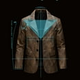 thumbnail image 4 of Jackets for Men Plus Size Motorcycle Jacket Turndown Collar Leather Casual Solid Winter Suit Coat,Coats for Men Brown, 4 of 6